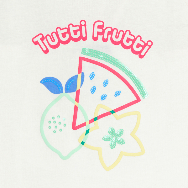 قميص داخلي عليه نقوش مطبوعة وتطريز أبيض اللون للفتيات